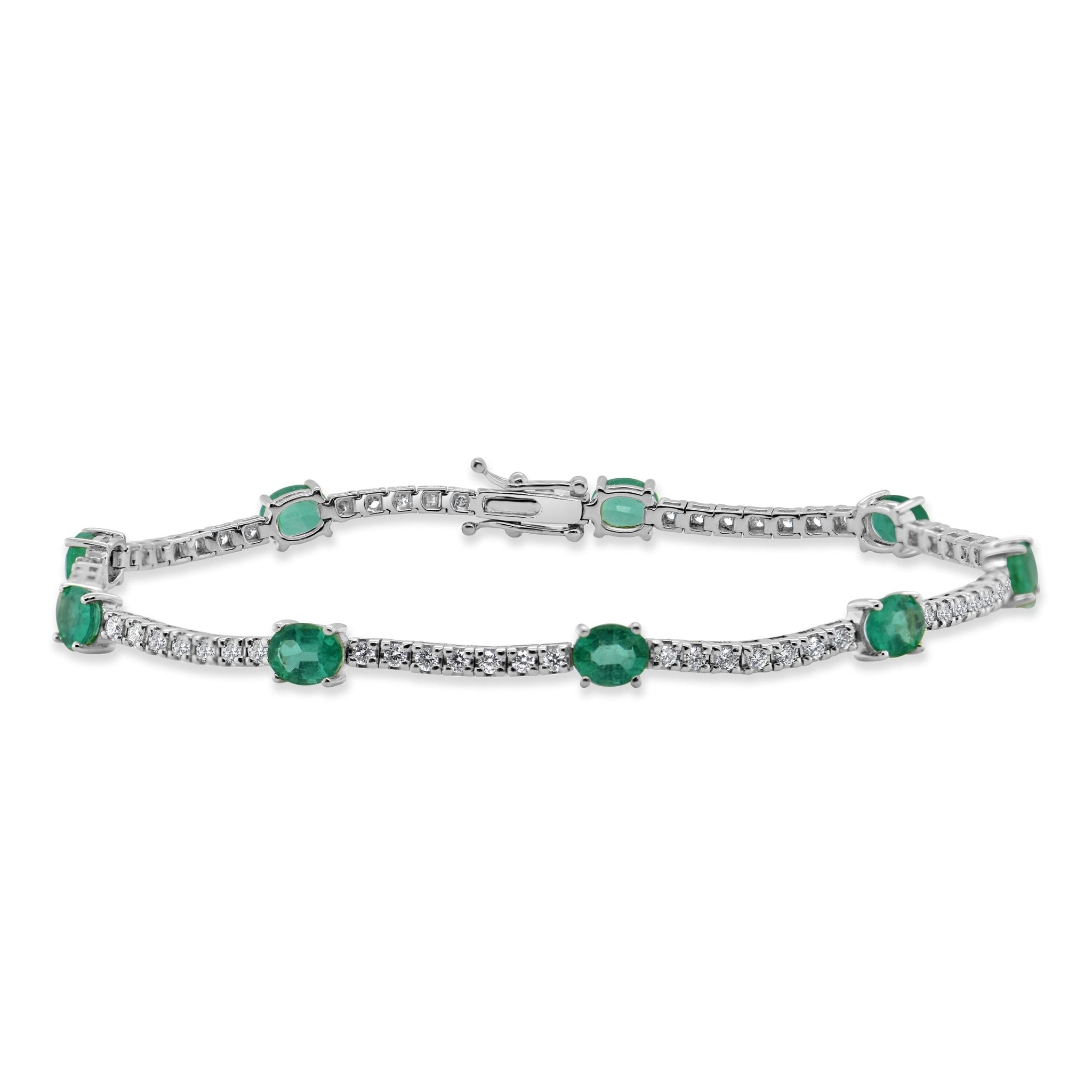 Diamond Emerald Station Tennis Bracelet