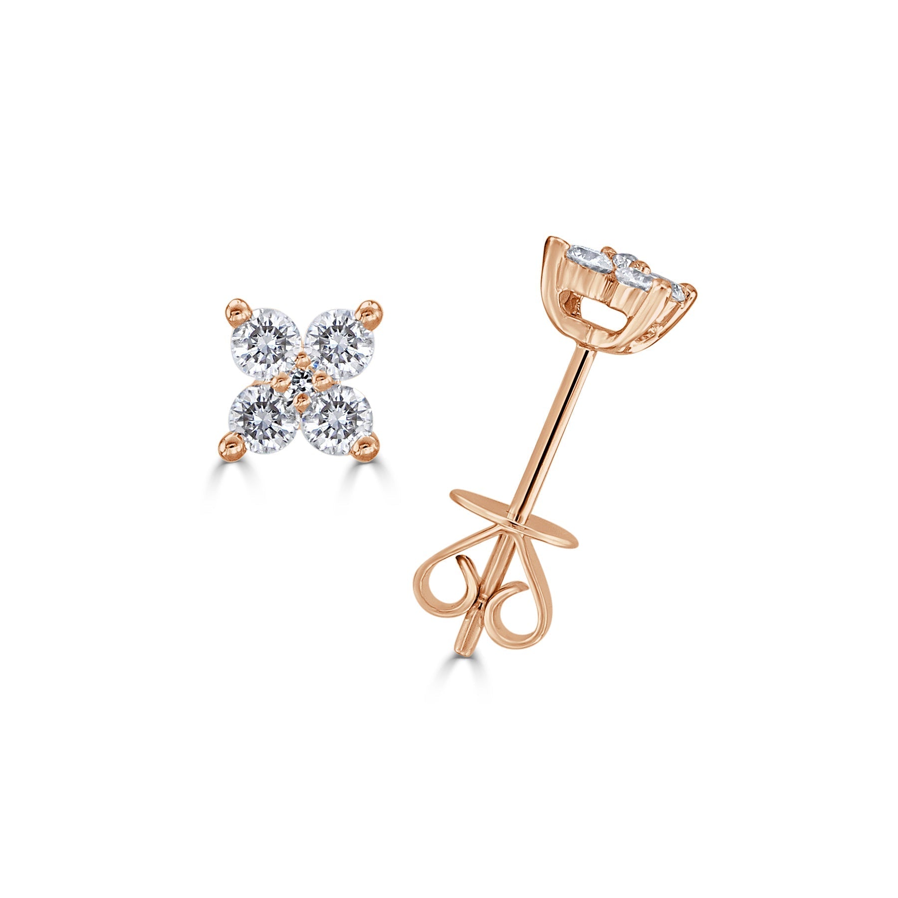 Diamond Flower Stud Earrings