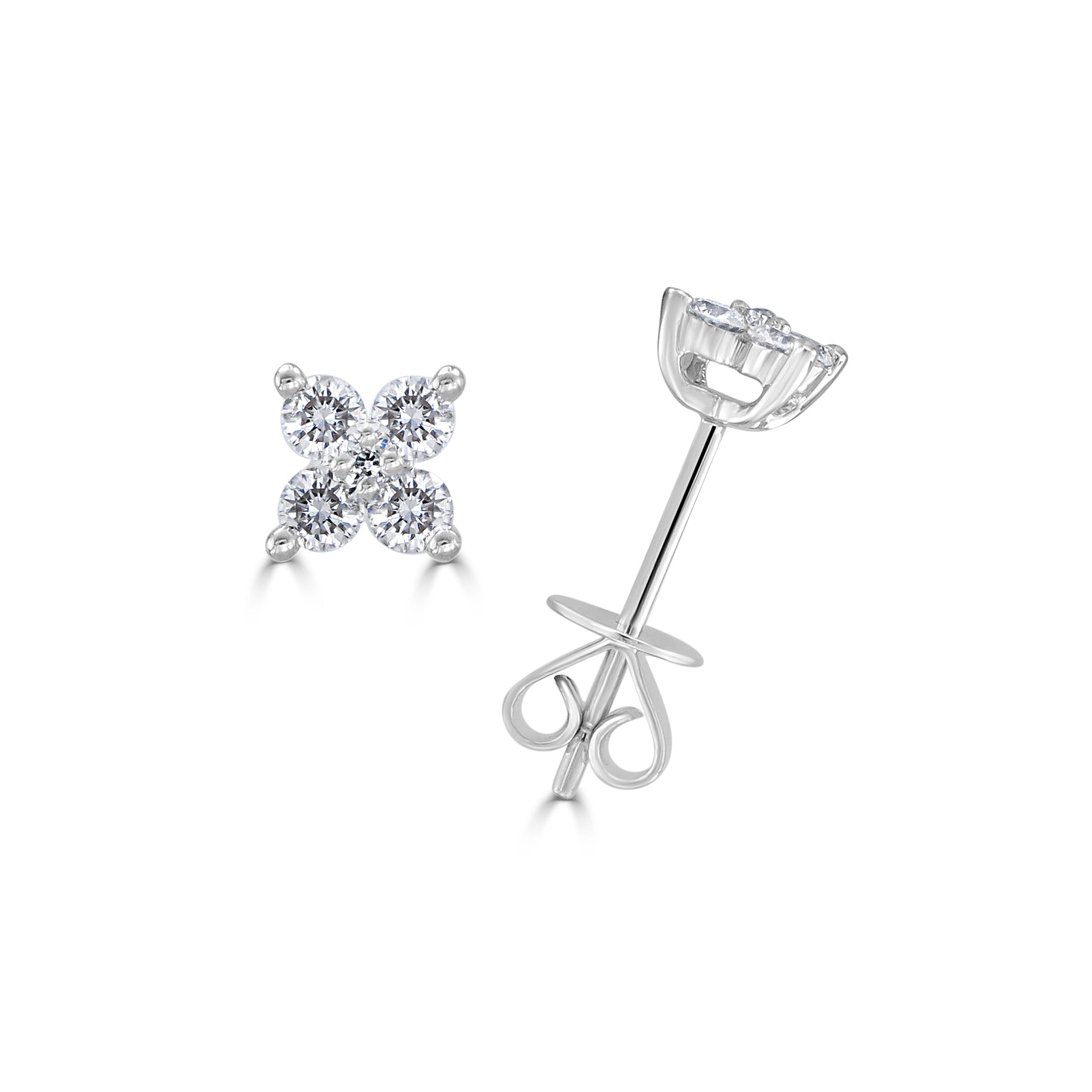 Diamond Flower Stud Earrings