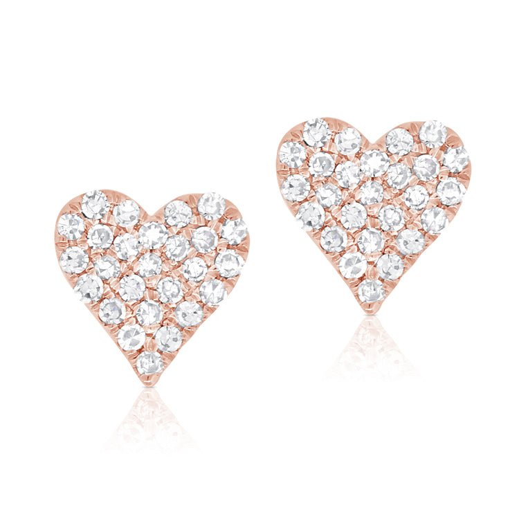 Diamond Heart Stud Earrings