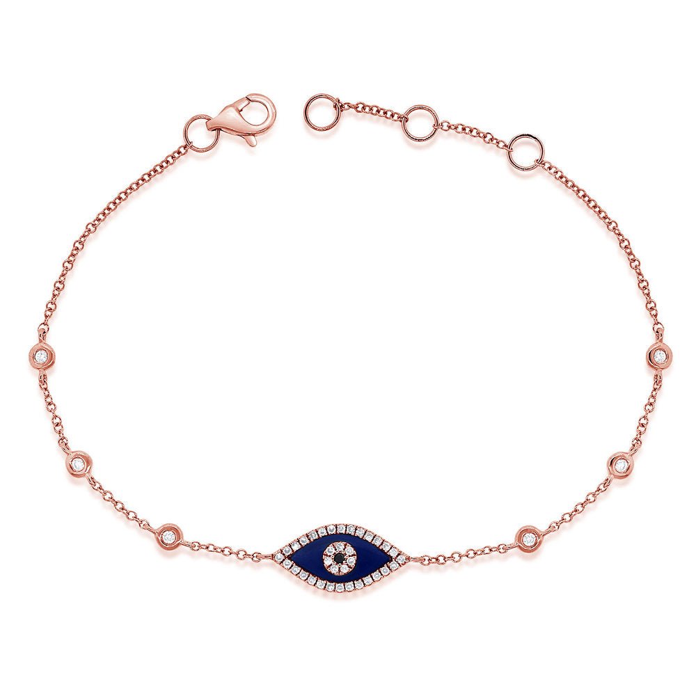 Diamond Lapis Evil Eye Bracelet