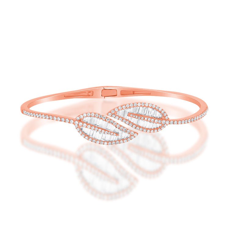 Diamond Leaf Bangle Bracelet