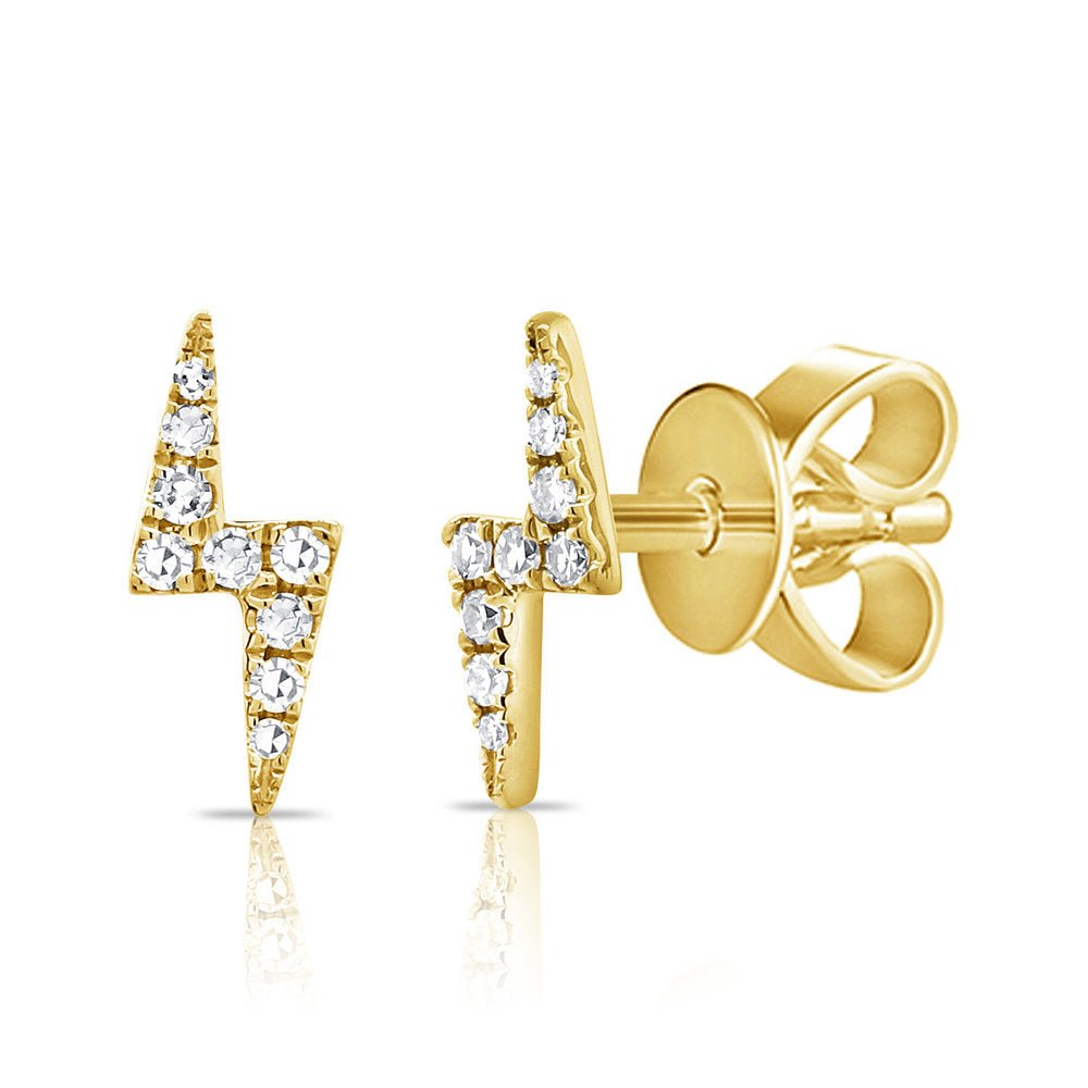 Diamond Lightning Bolt Stud Earrings