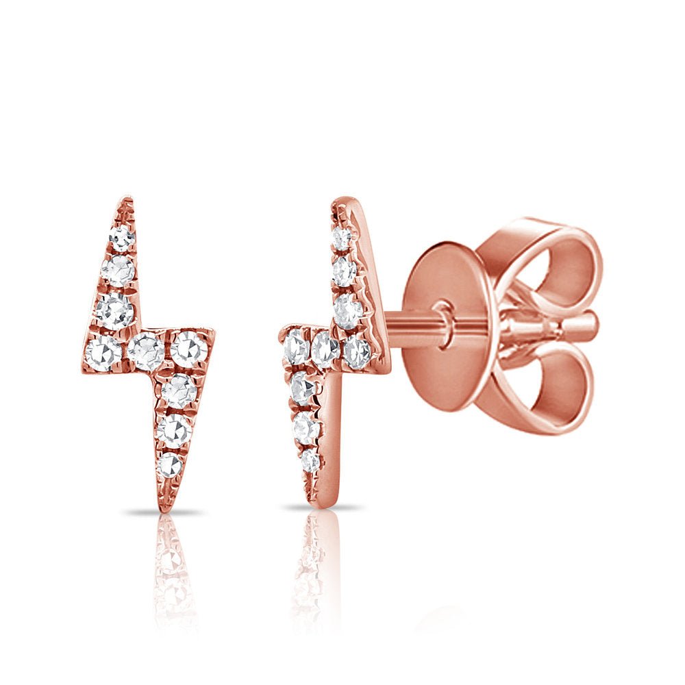 Diamond Lightning Bolt Stud Earrings
