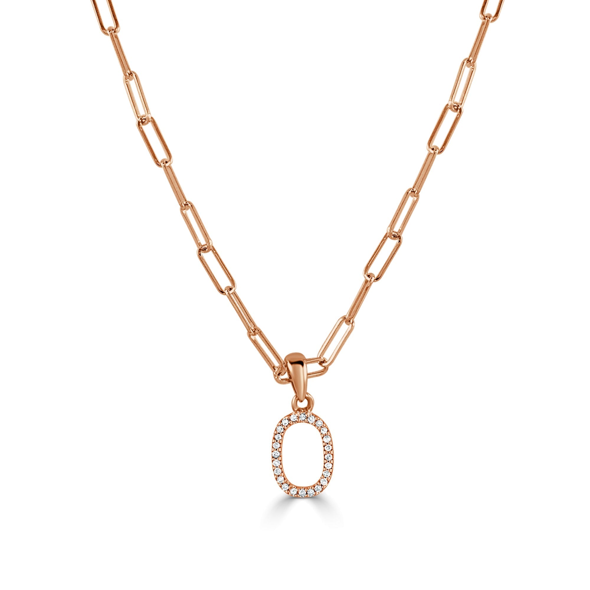 Diamond Paperclip Chain Initial Pendant Necklace