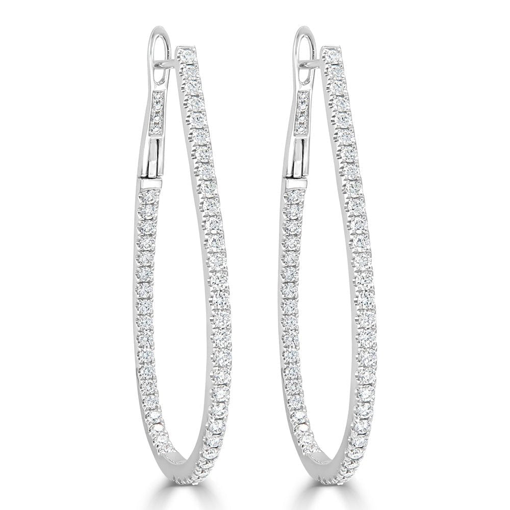 Diamond Pear Shape Hoop Earrings