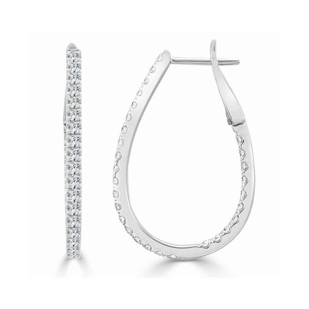 Diamond Pear Shape Hoop Earrings