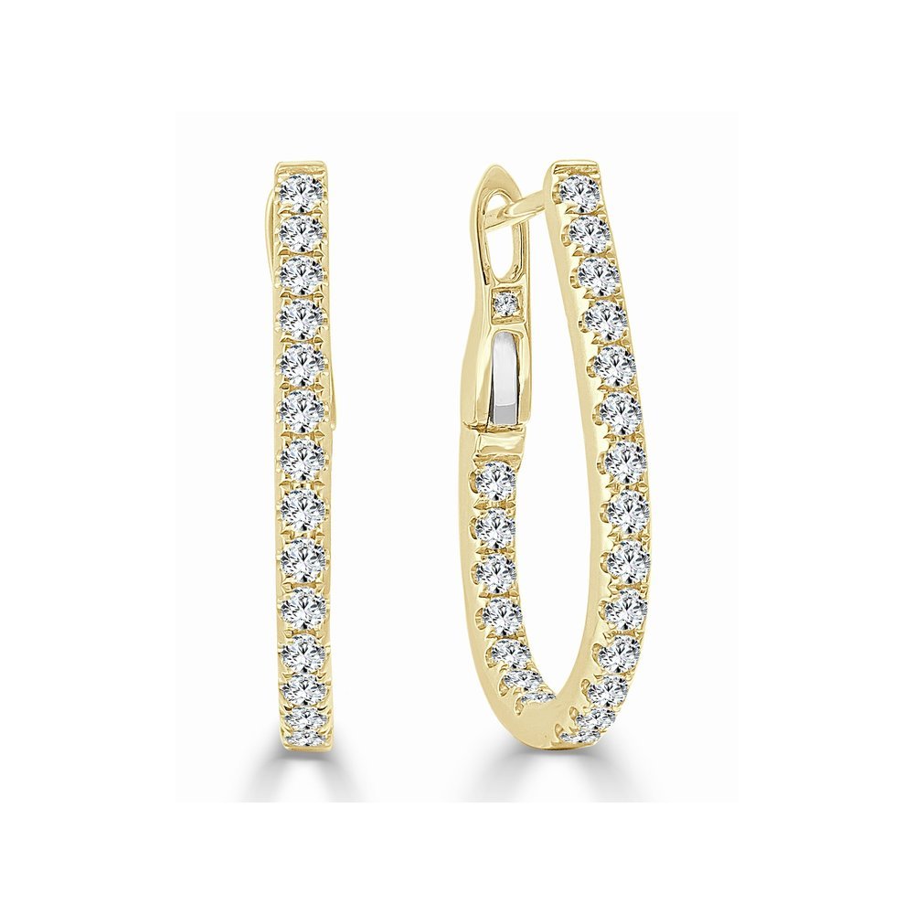 Diamond Pear Shape Hoop Earrings