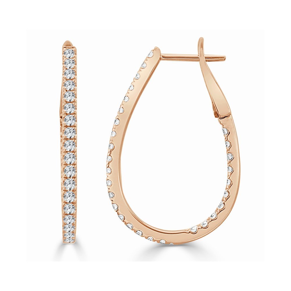 Diamond Pear Shape Hoop Earrings