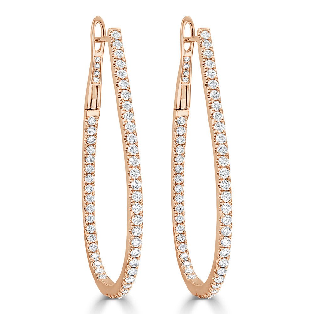 Diamond Pear Shape Hoop Earrings