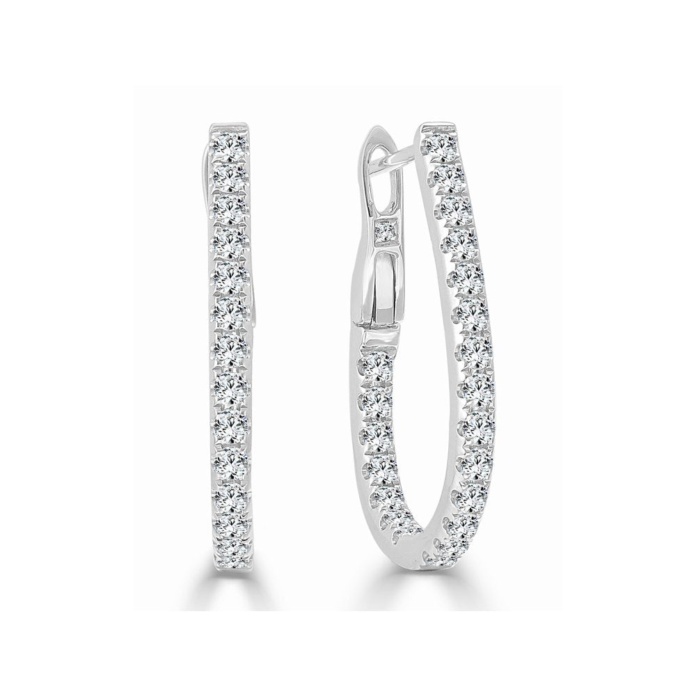 Diamond Pear Shape Hoop Earrings