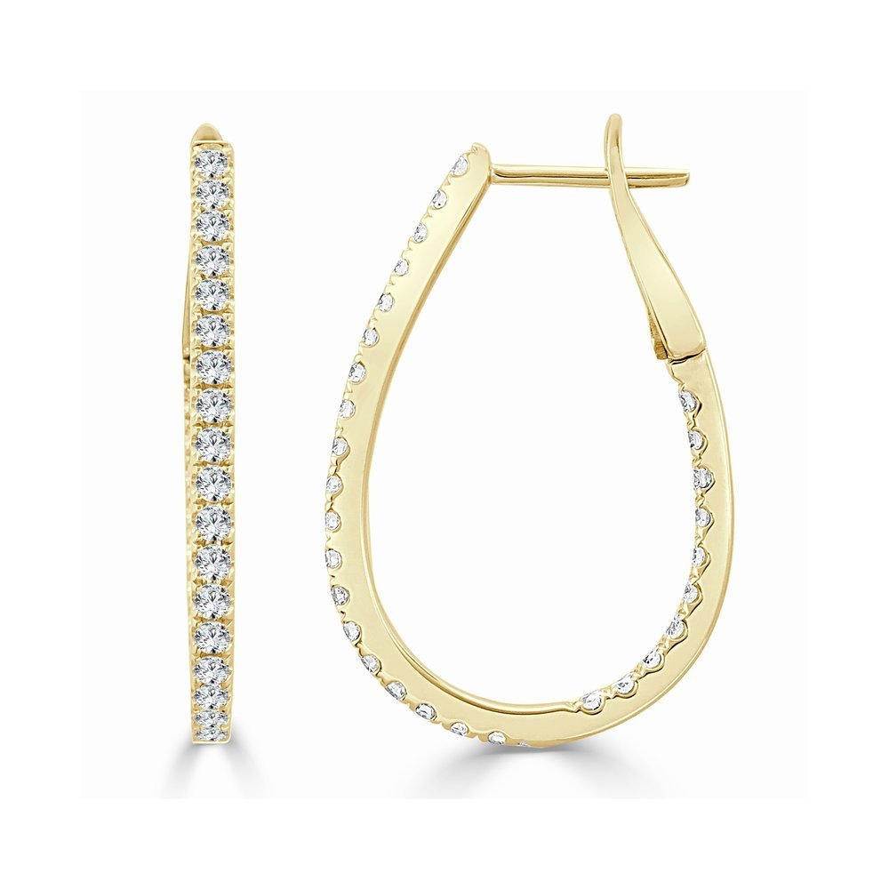 Diamond Pear Shape Hoop Earrings