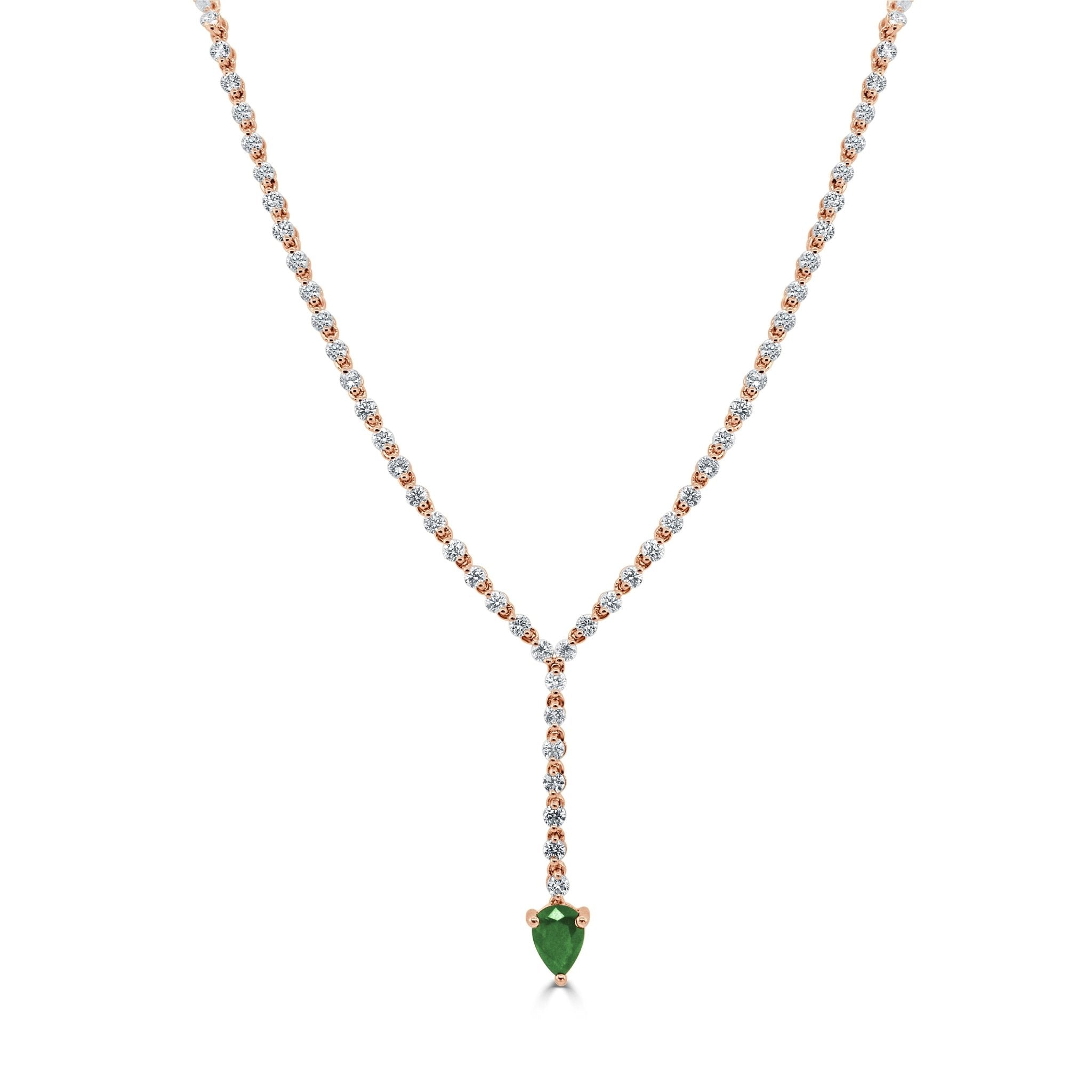 Diamond Pear - Shaped Gemstone Drop Necklace