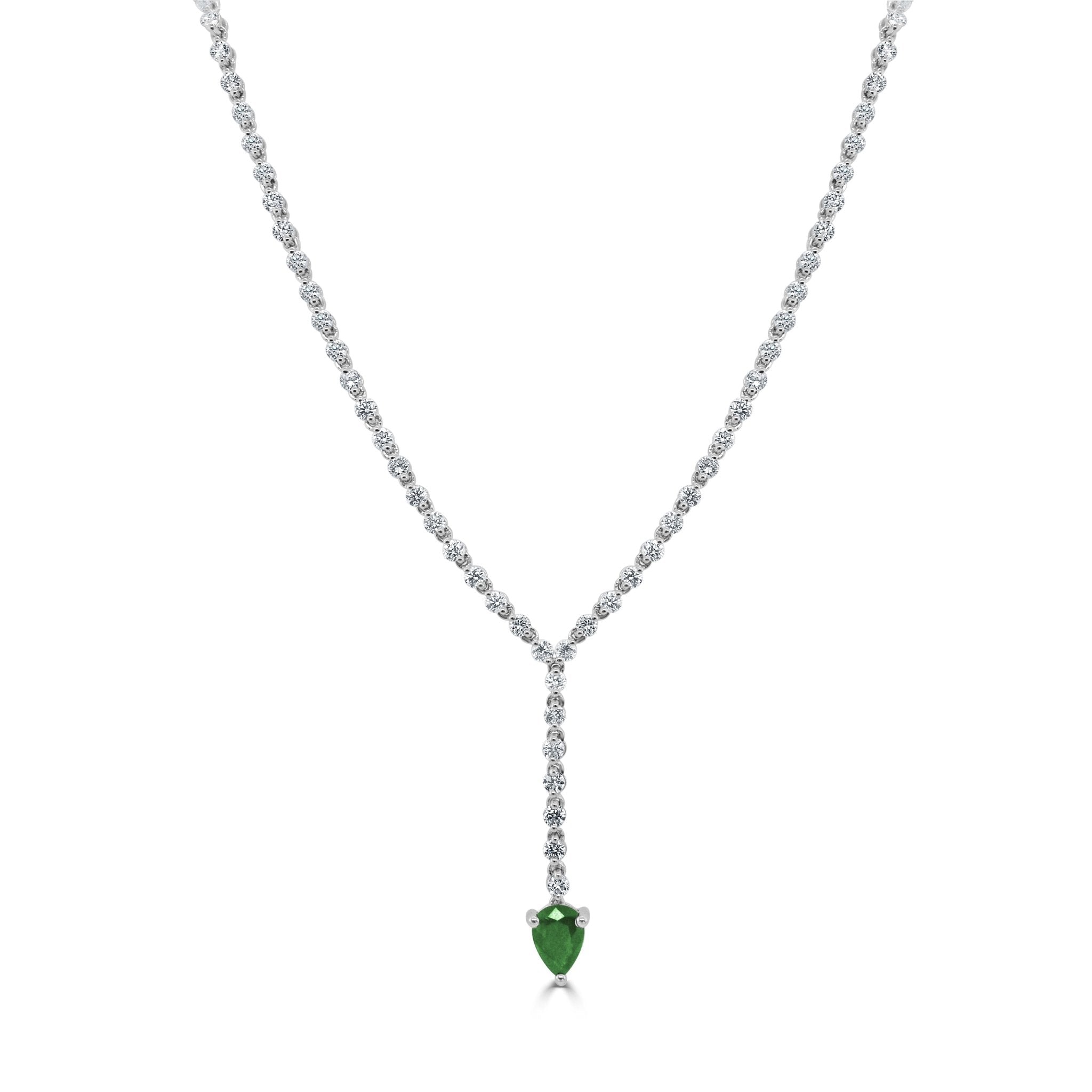 Diamond Pear - Shaped Gemstone Drop Necklace