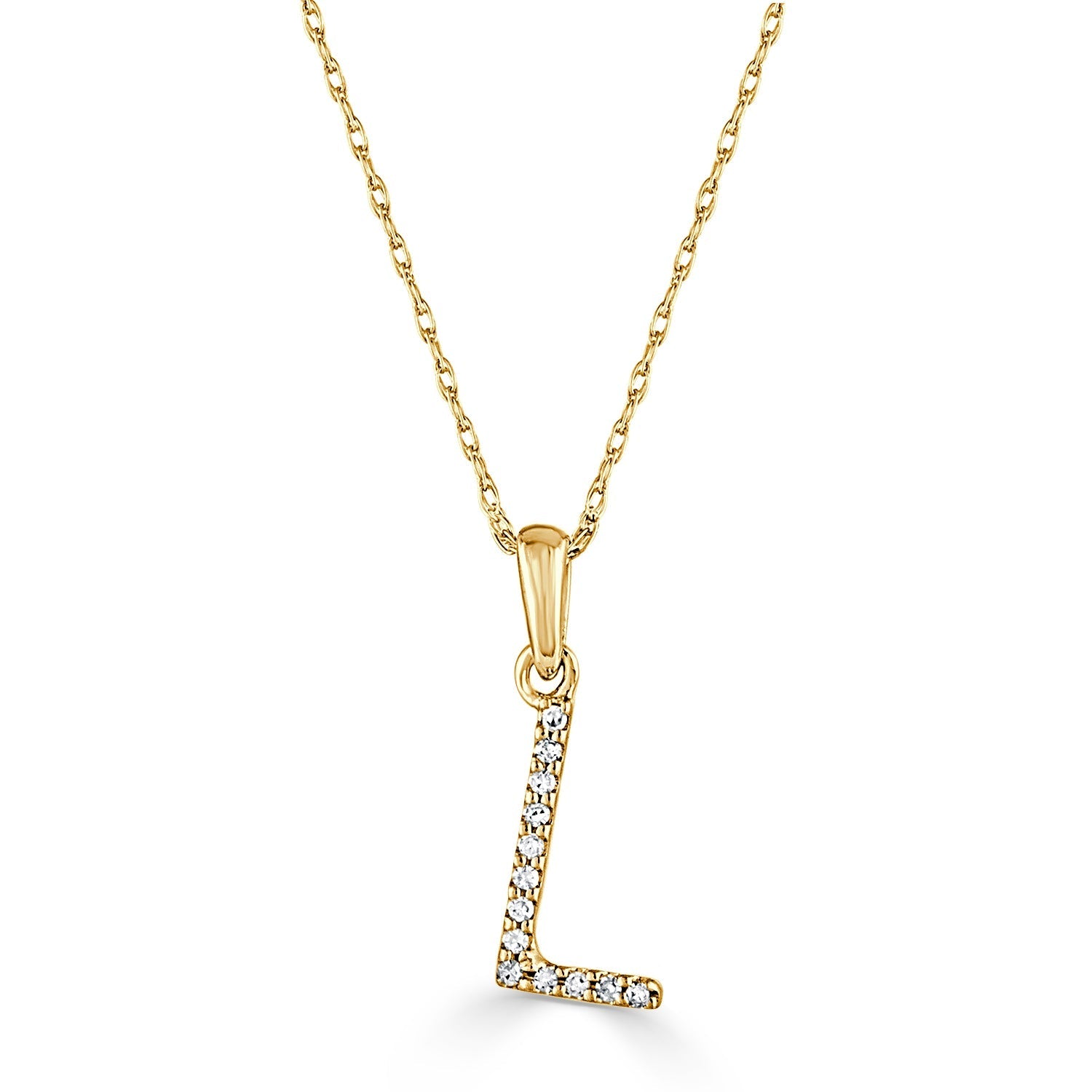 Diamond Rope Chain Initial Pendant Necklace