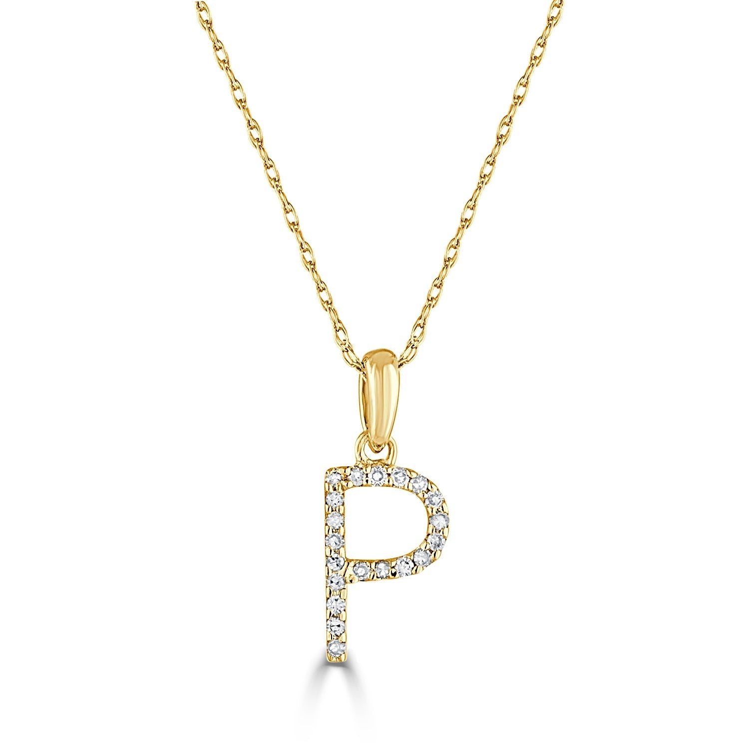 Diamond Rope Chain Initial Pendant Necklace