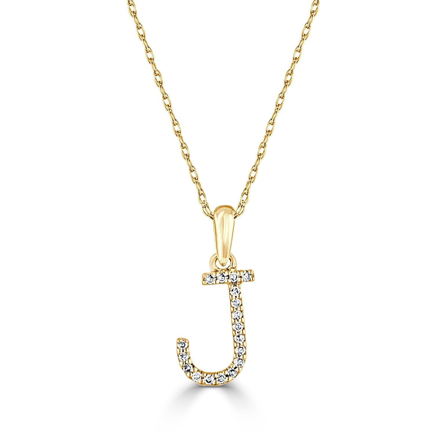 Diamond Rope Chain Initial Pendant Necklace