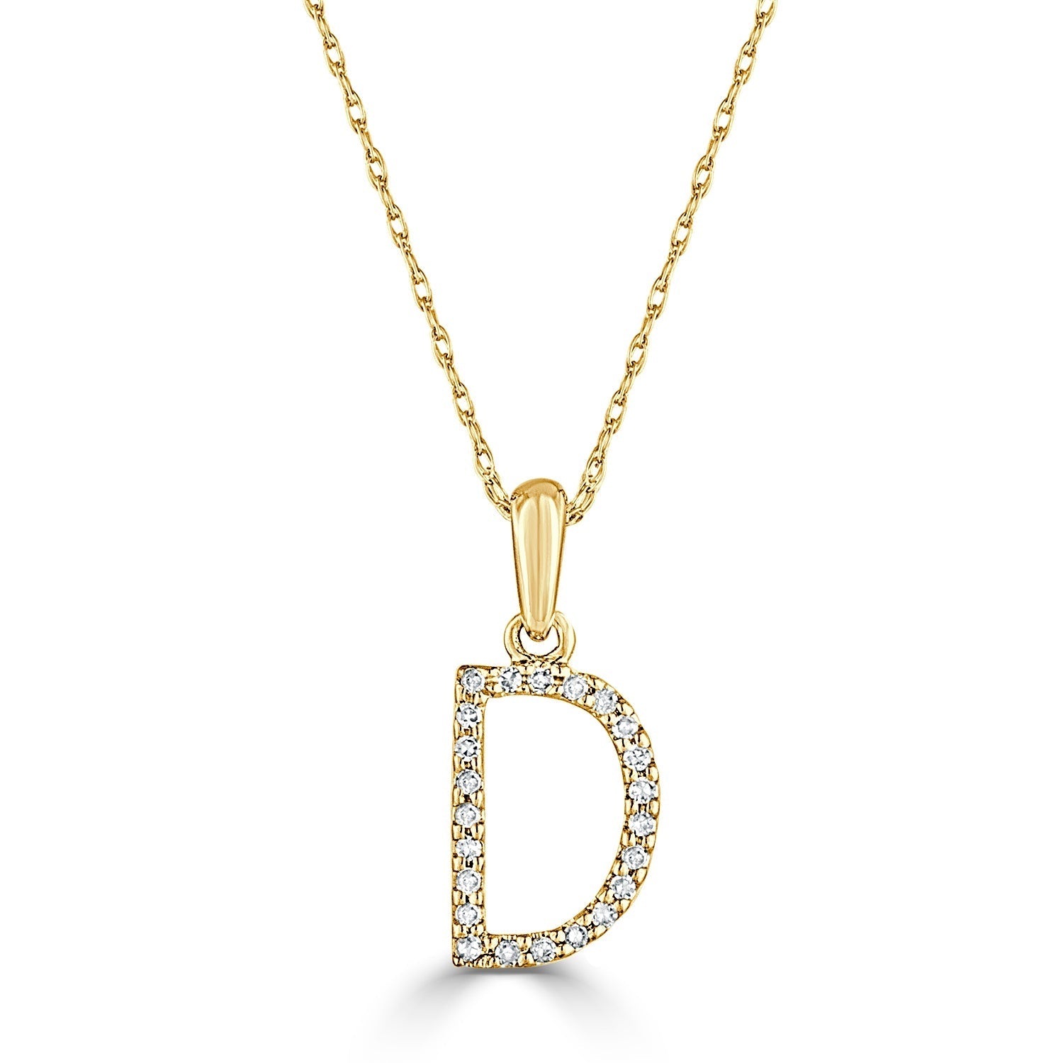 Diamond Rope Chain Initial Pendant Necklace