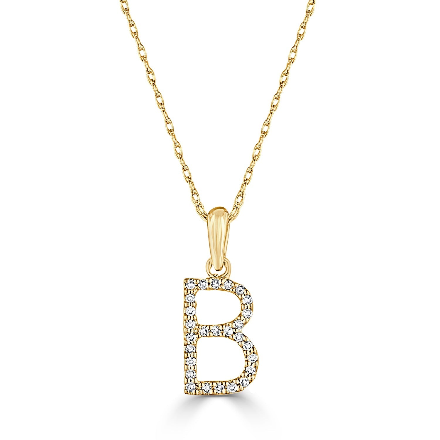 Diamond Rope Chain Initial Pendant Necklace
