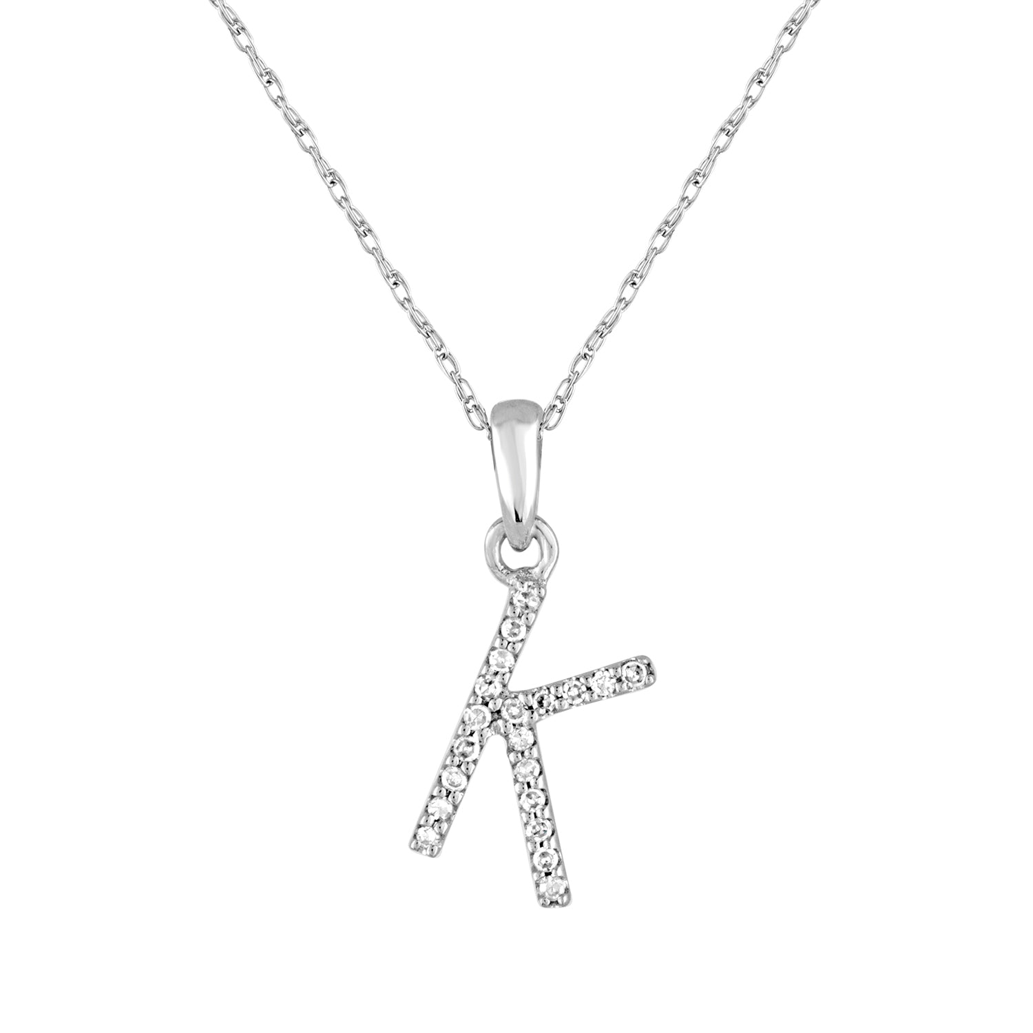 Diamond Rope Chain Initial Pendant Necklace