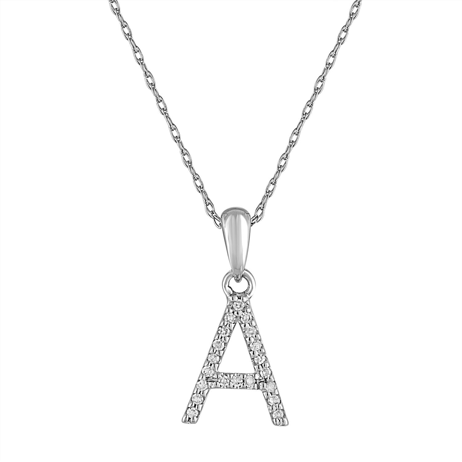 Diamond Rope Chain Initial Pendant Necklace