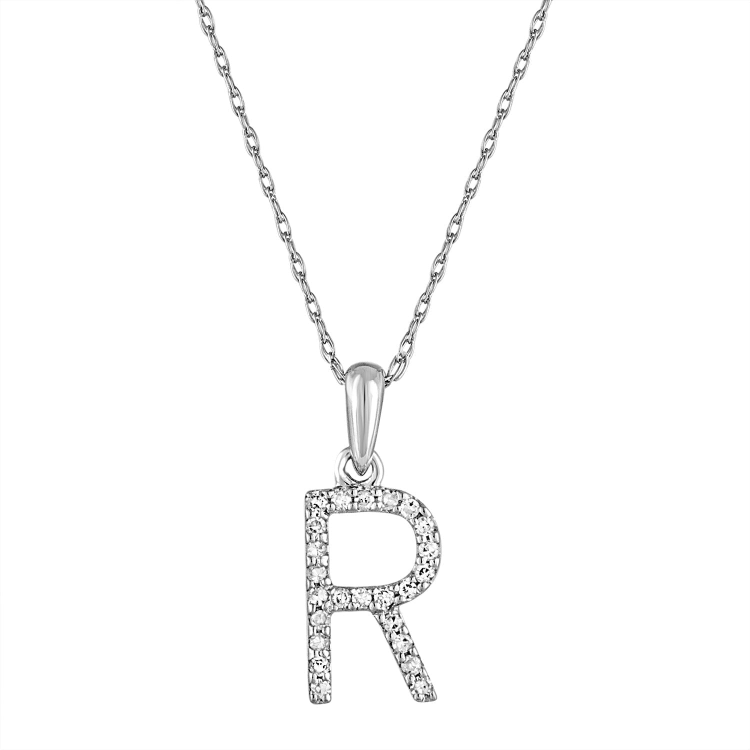 Diamond Rope Chain Initial Pendant Necklace