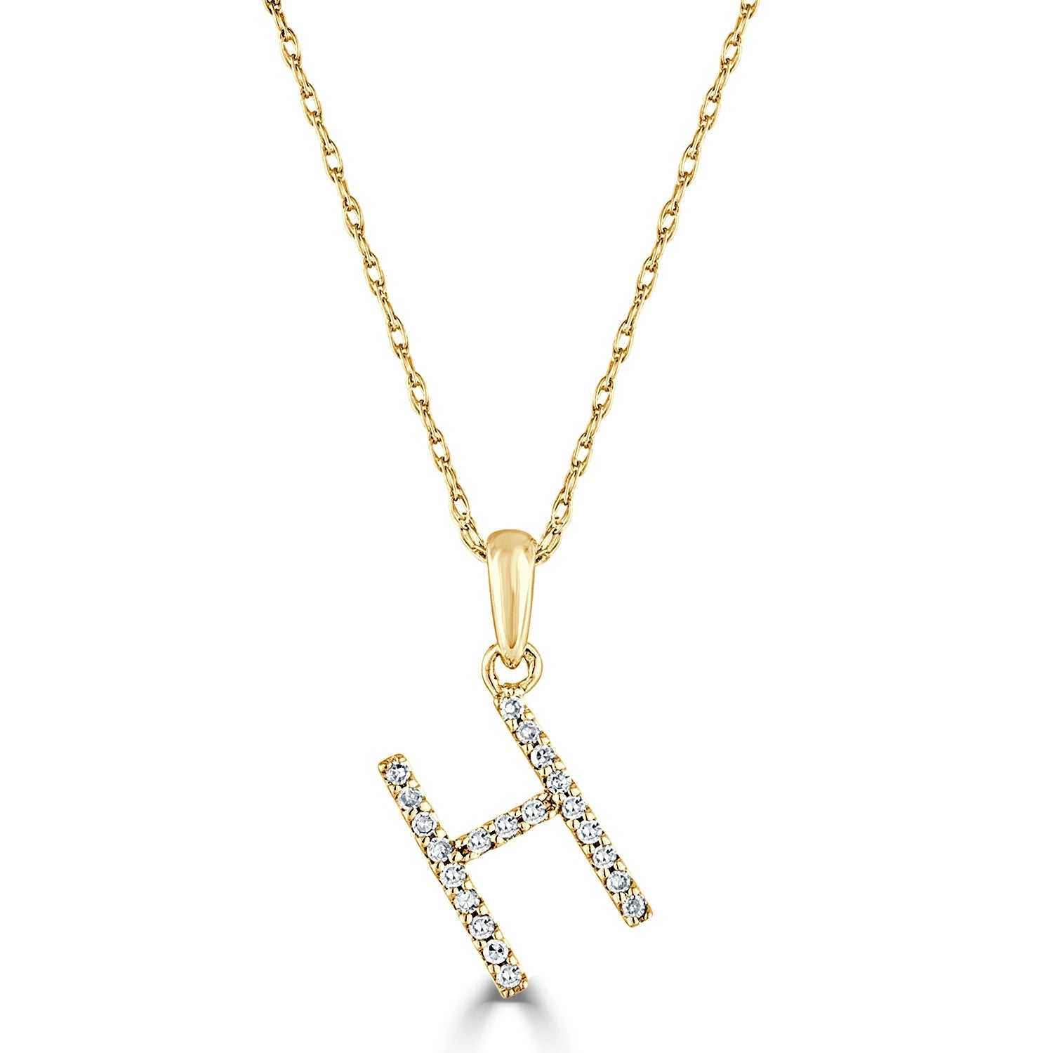 Diamond Rope Chain Initial Pendant Necklace