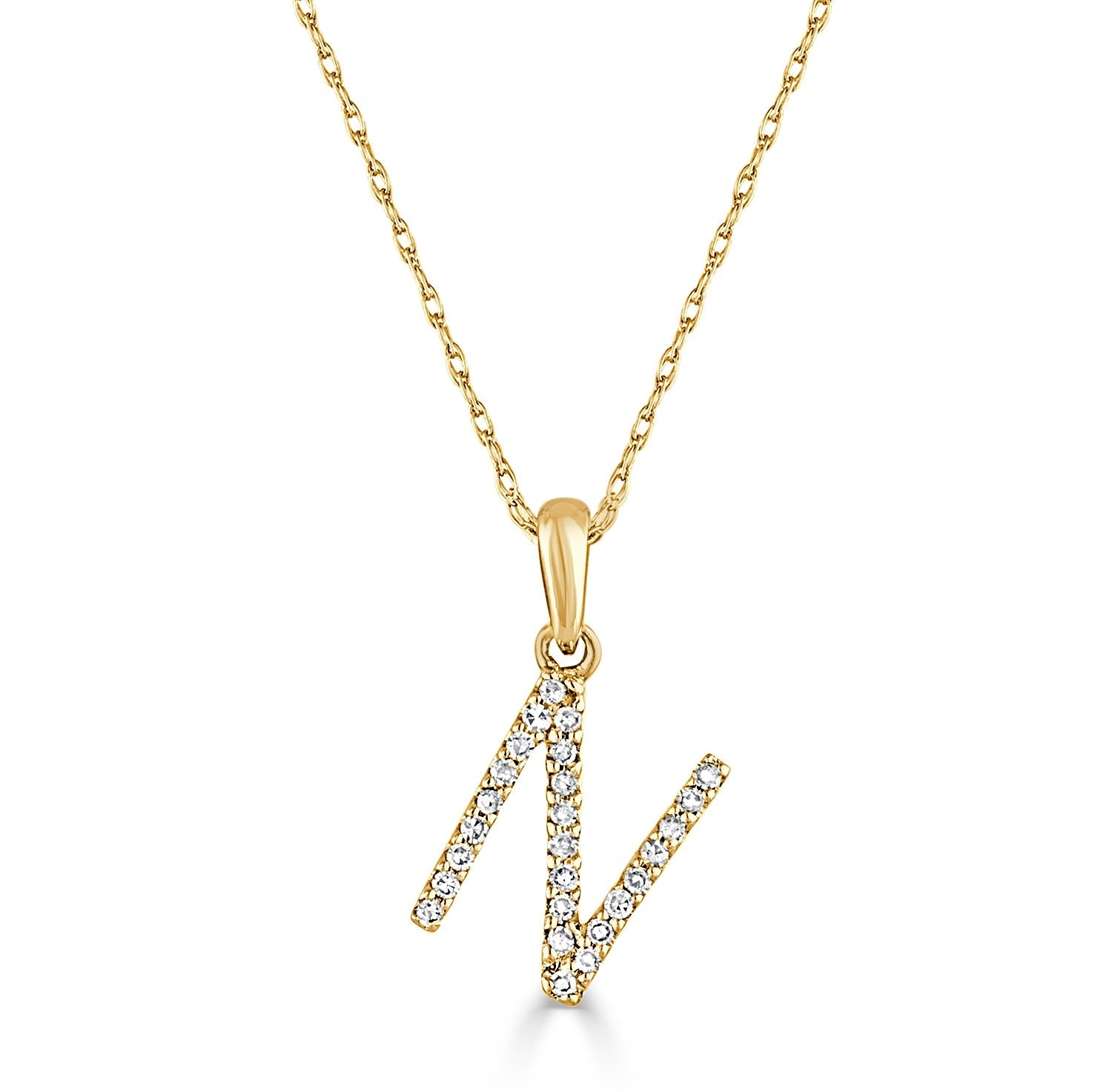 Diamond Rope Chain Initial Pendant Necklace