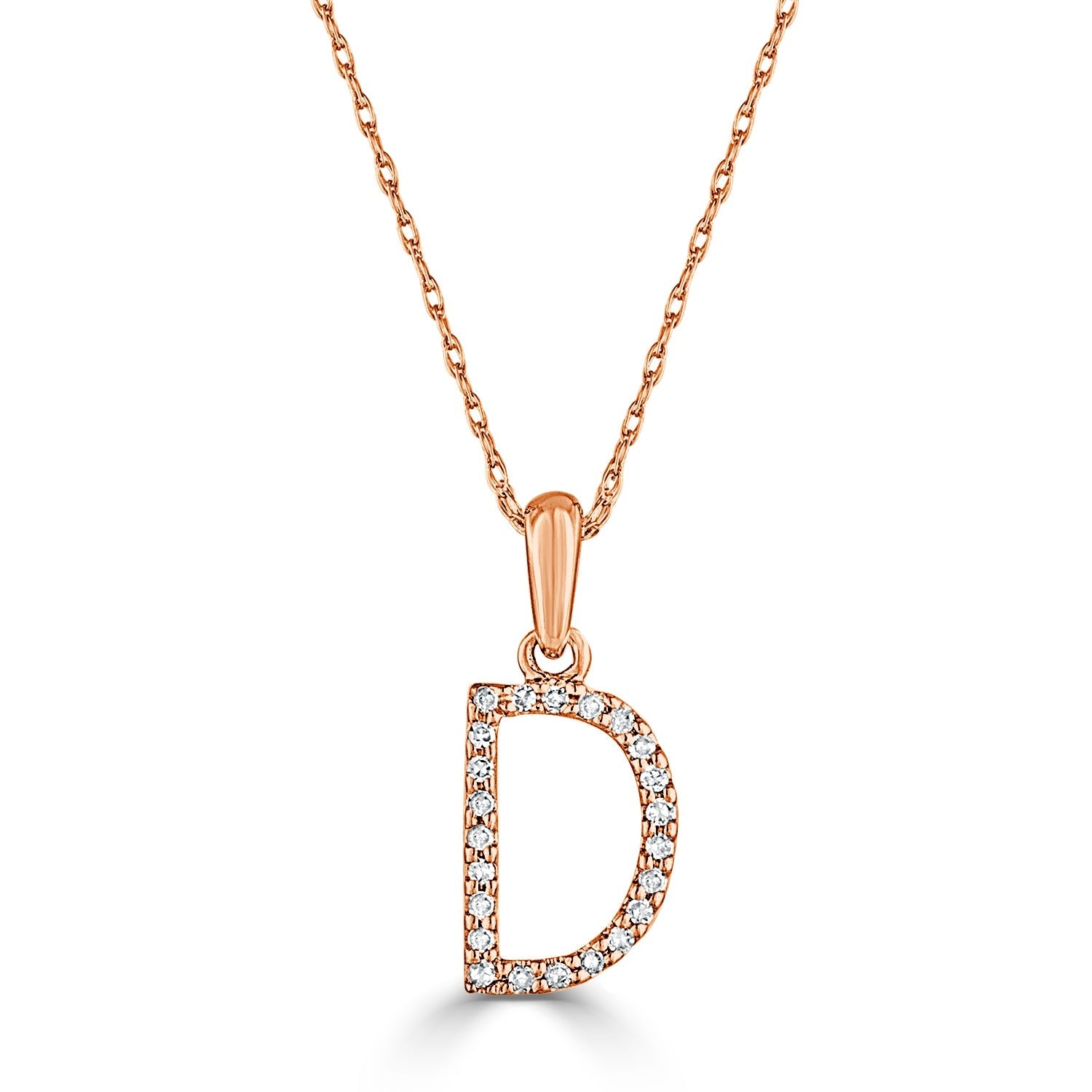 Diamond Rope Chain Initial Pendant Necklace