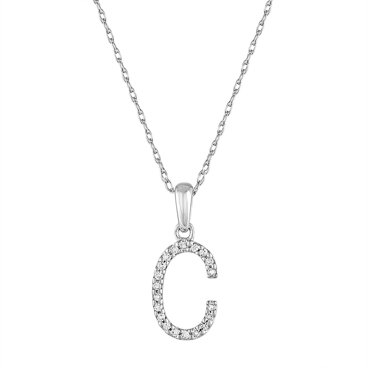 Diamond Rope Chain Initial Pendant Necklace
