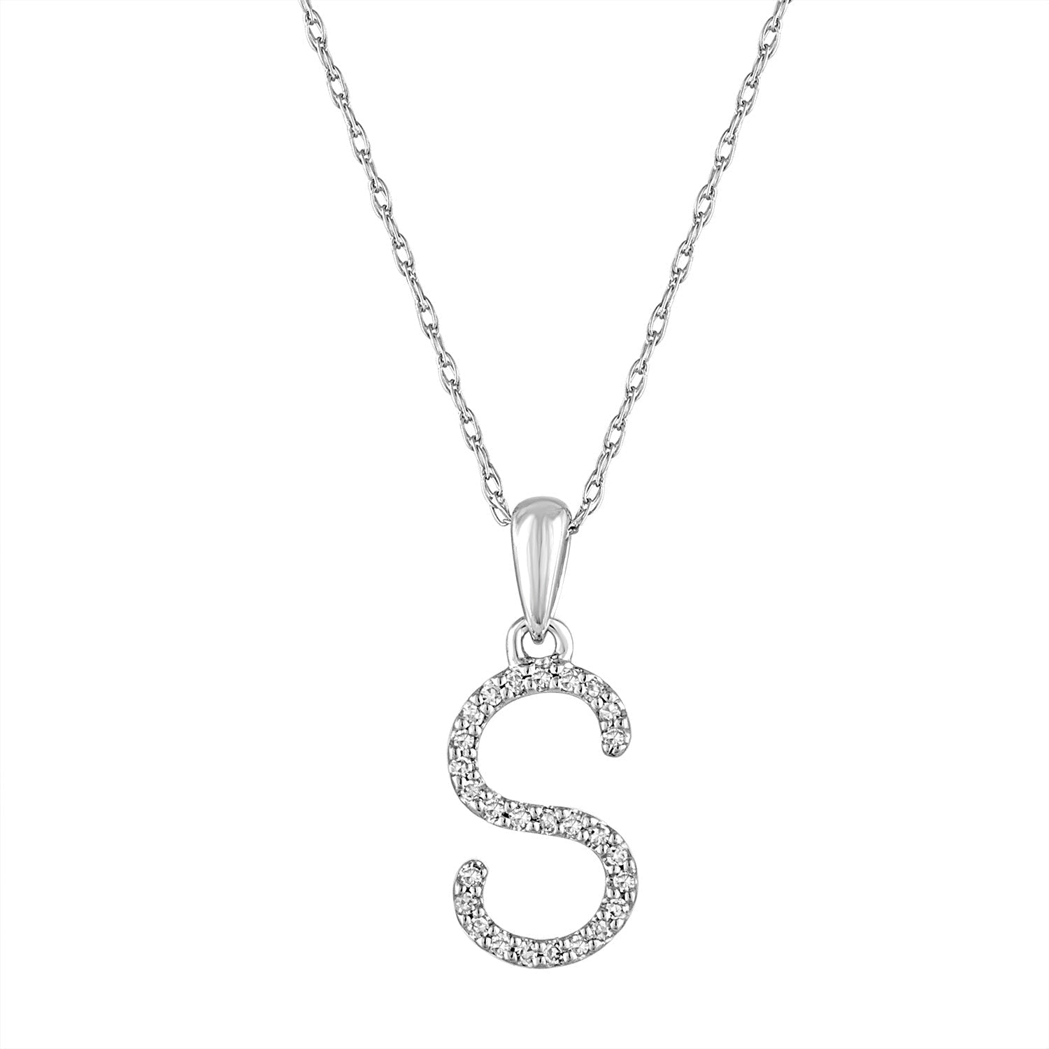 Diamond Rope Chain Initial Pendant Necklace