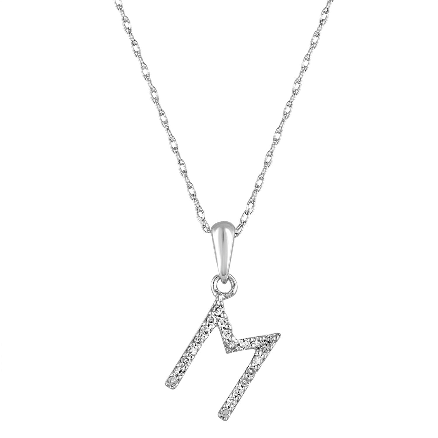 Diamond Rope Chain Initial Pendant Necklace