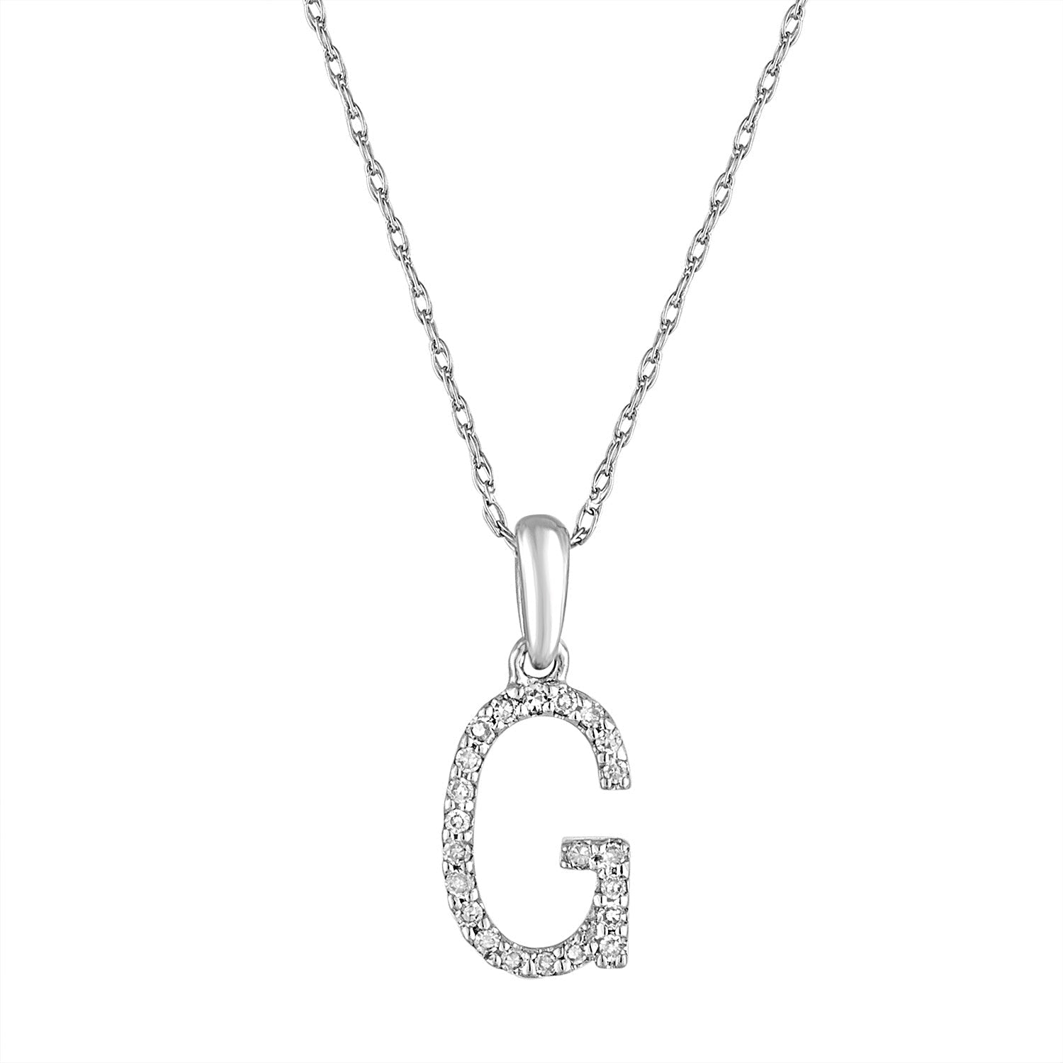Diamond Rope Chain Initial Pendant Necklace