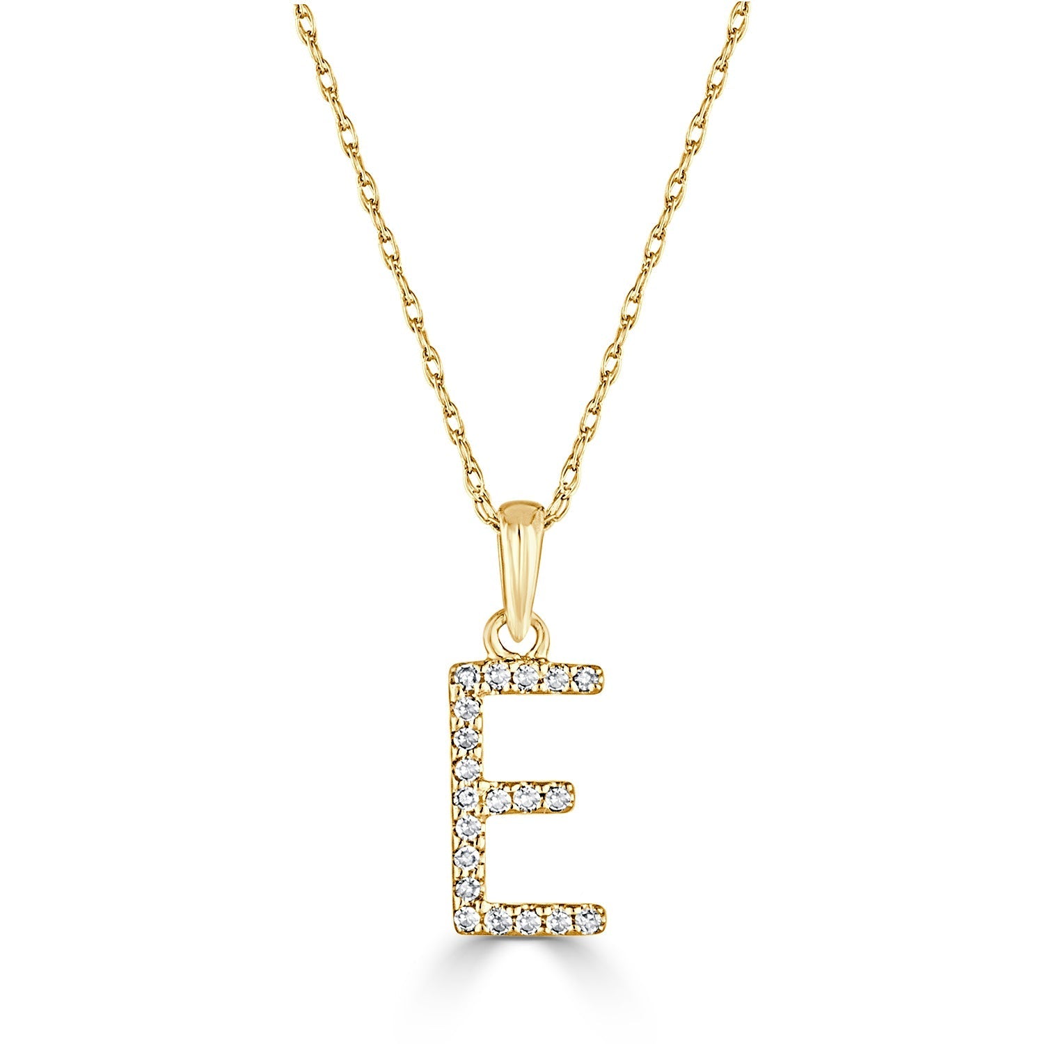 Diamond Rope Chain Initial Pendant Necklace