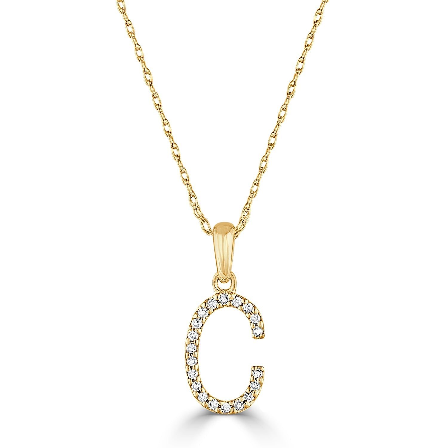 Diamond Rope Chain Initial Pendant Necklace