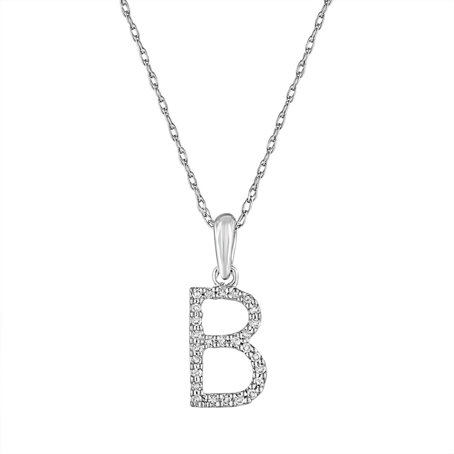 Diamond Rope Chain Initial Pendant Necklace