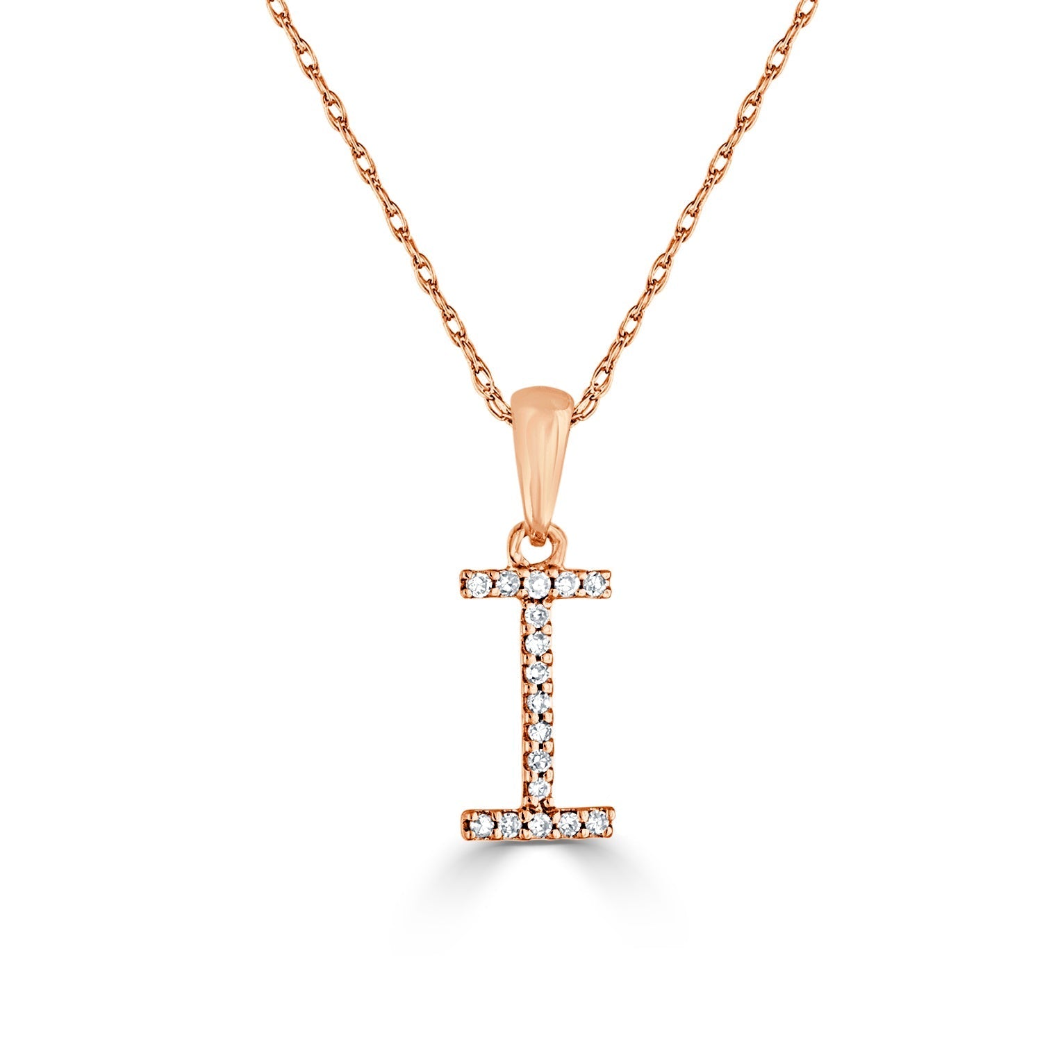 Diamond Rope Chain Initial Pendant Necklace