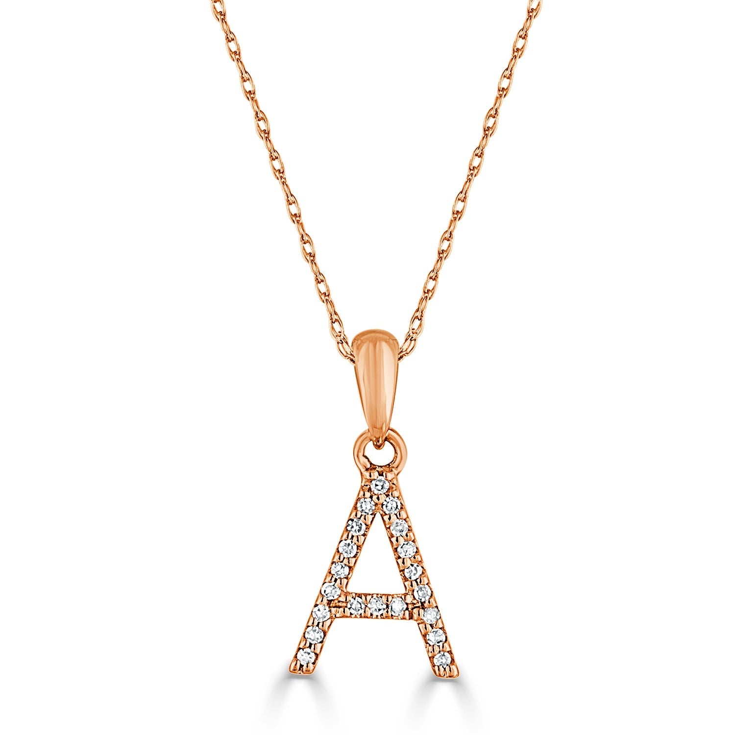 Diamond Rope Chain Initial Pendant Necklace