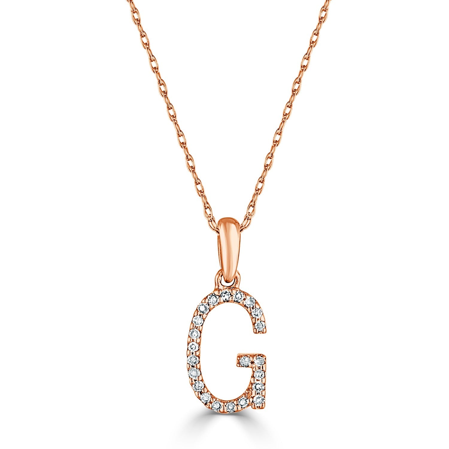 Diamond Rope Chain Initial Pendant Necklace