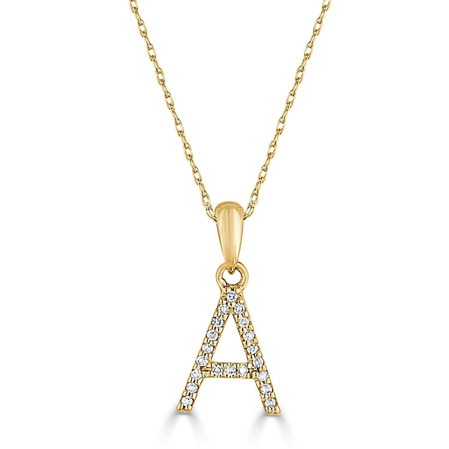Diamond Rope Chain Initial Pendant Necklace