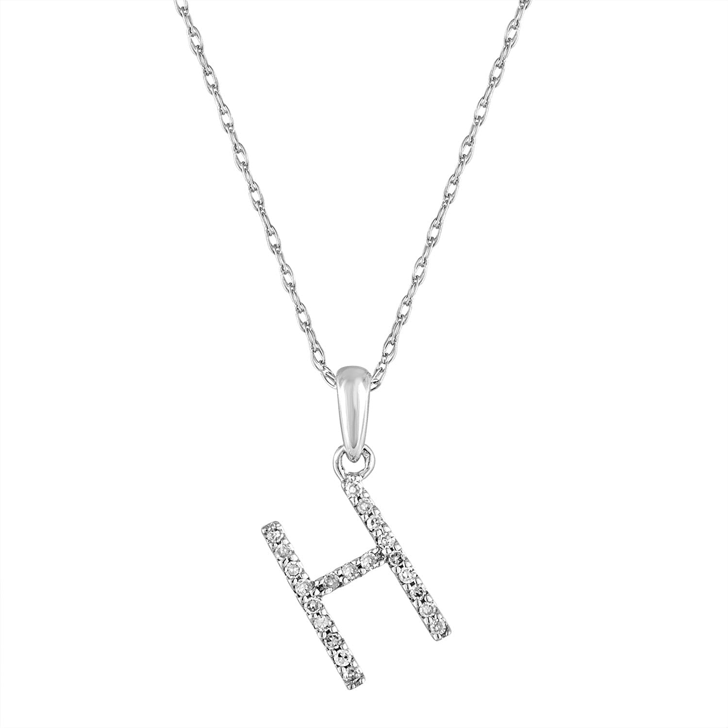 Diamond Rope Chain Initial Pendant Necklace