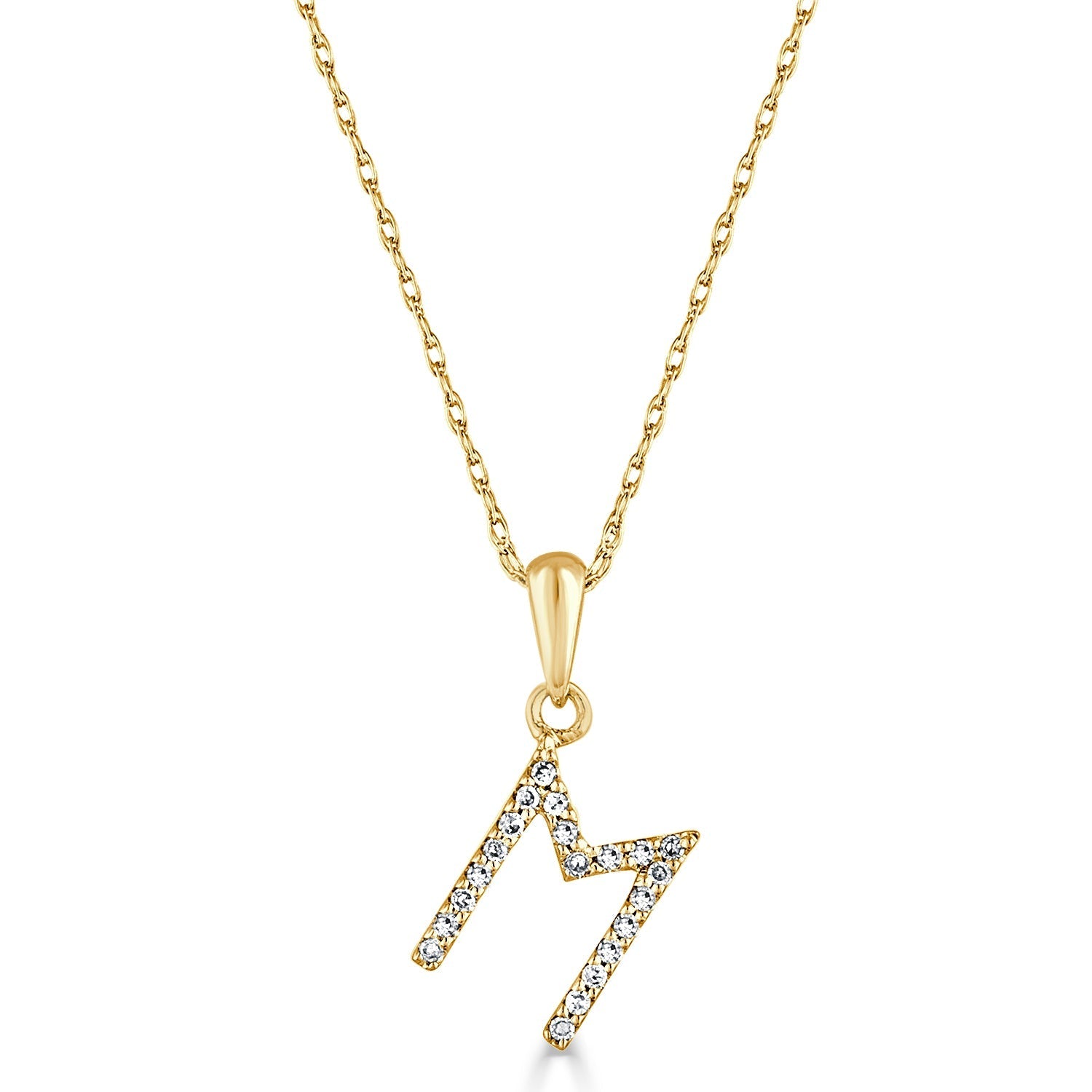 Diamond Rope Chain Initial Pendant Necklace