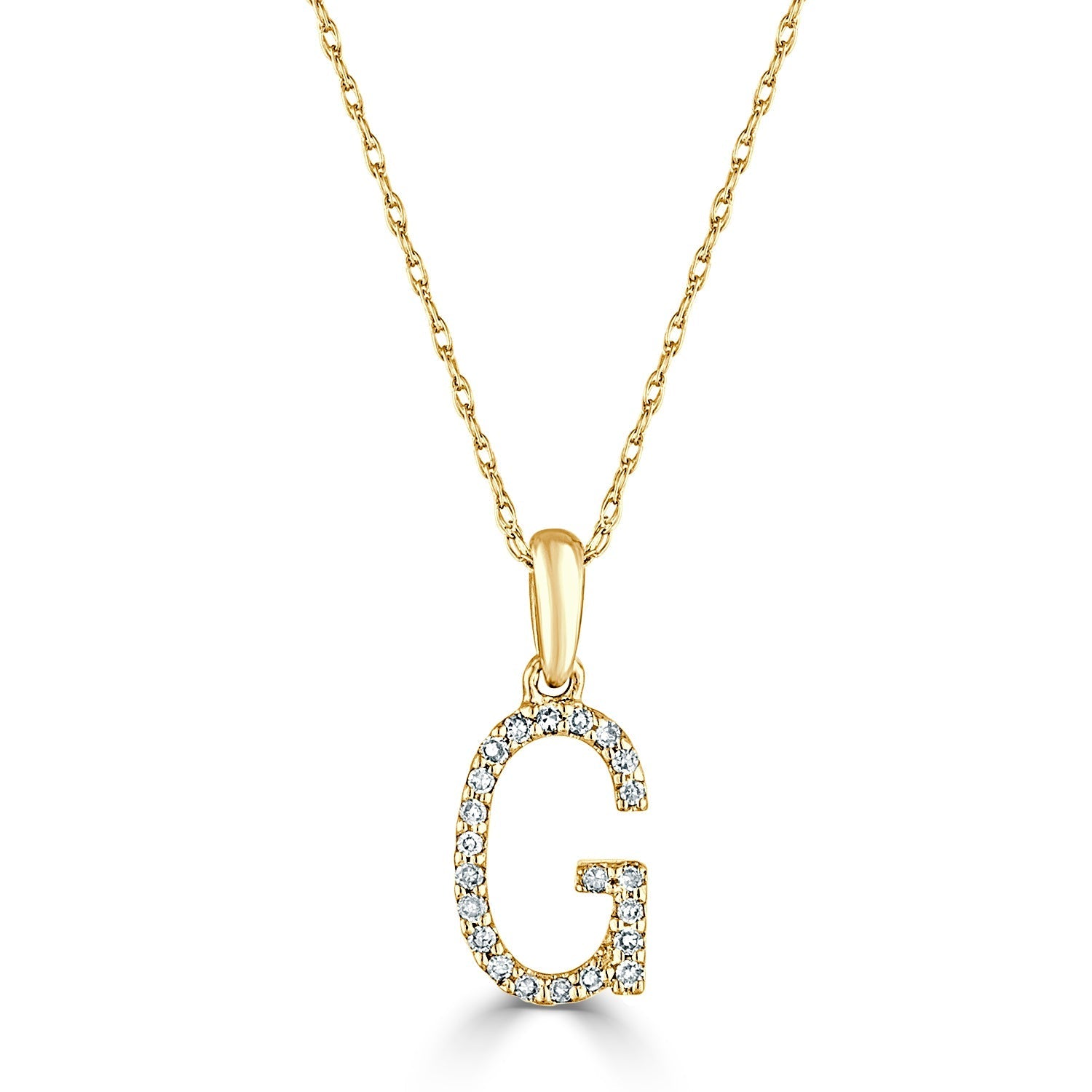 Diamond Rope Chain Initial Pendant Necklace