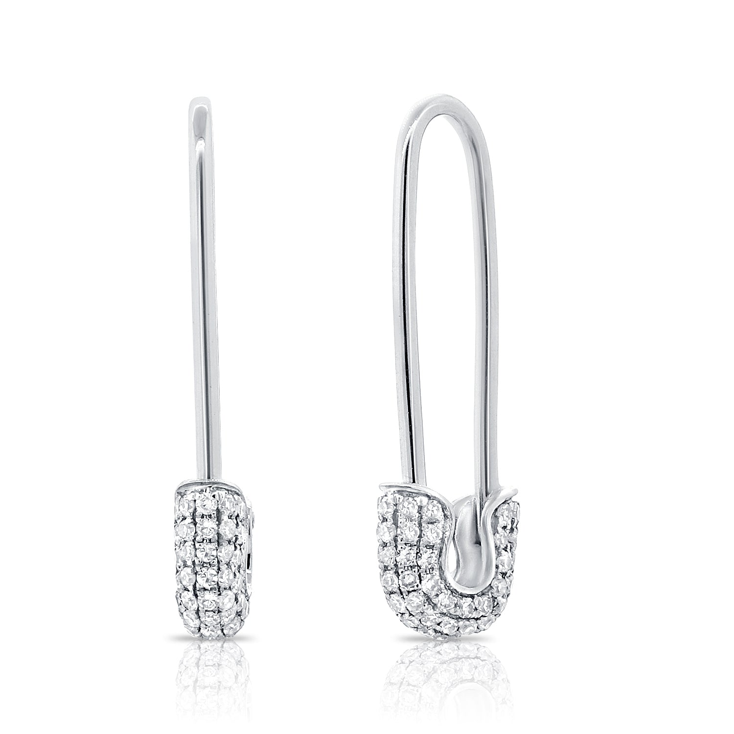 Diamond Safety Pin Earrings