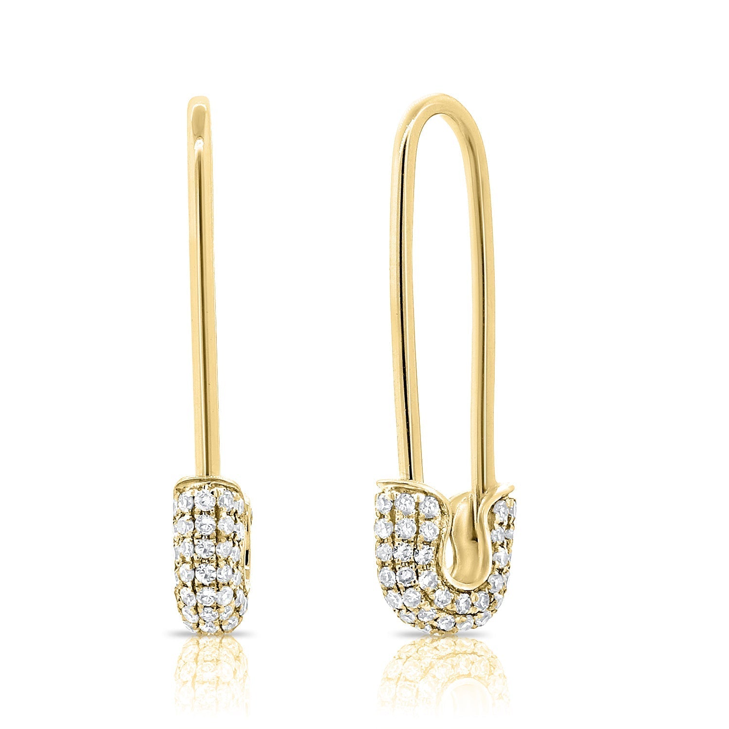 Diamond Safety Pin Earrings