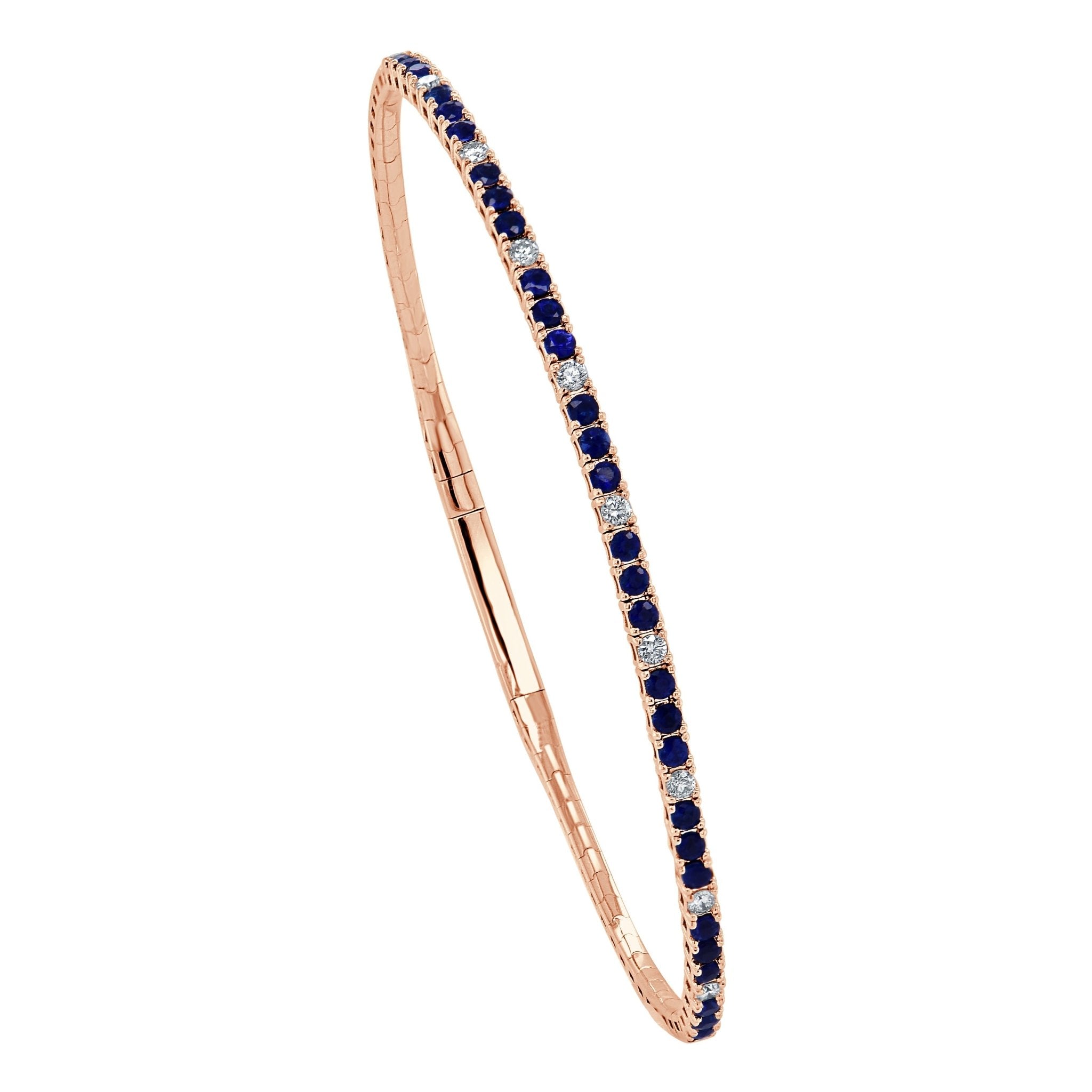 Diamond Sapphire Alternating Flexible Bangle