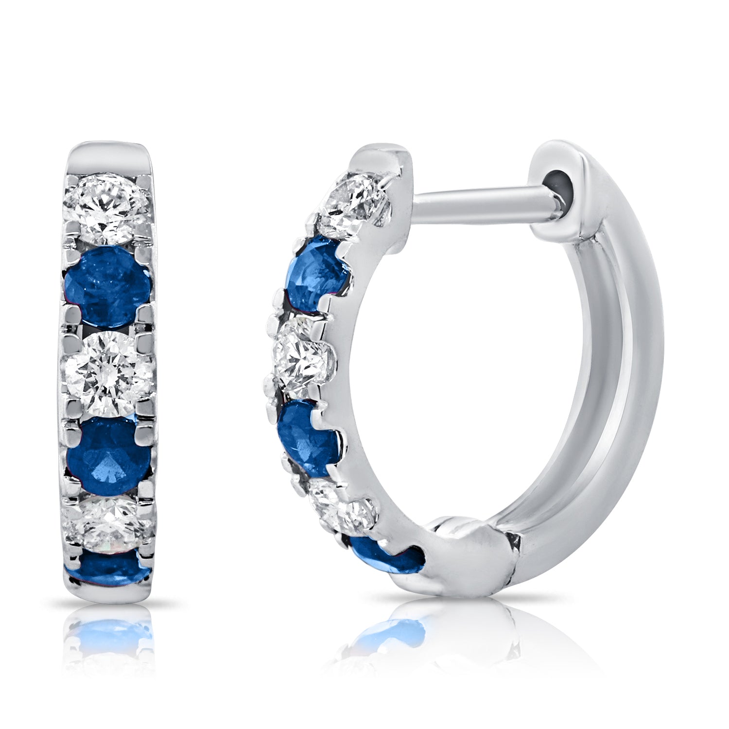 Diamond Sapphire Alternating Huggie Earring