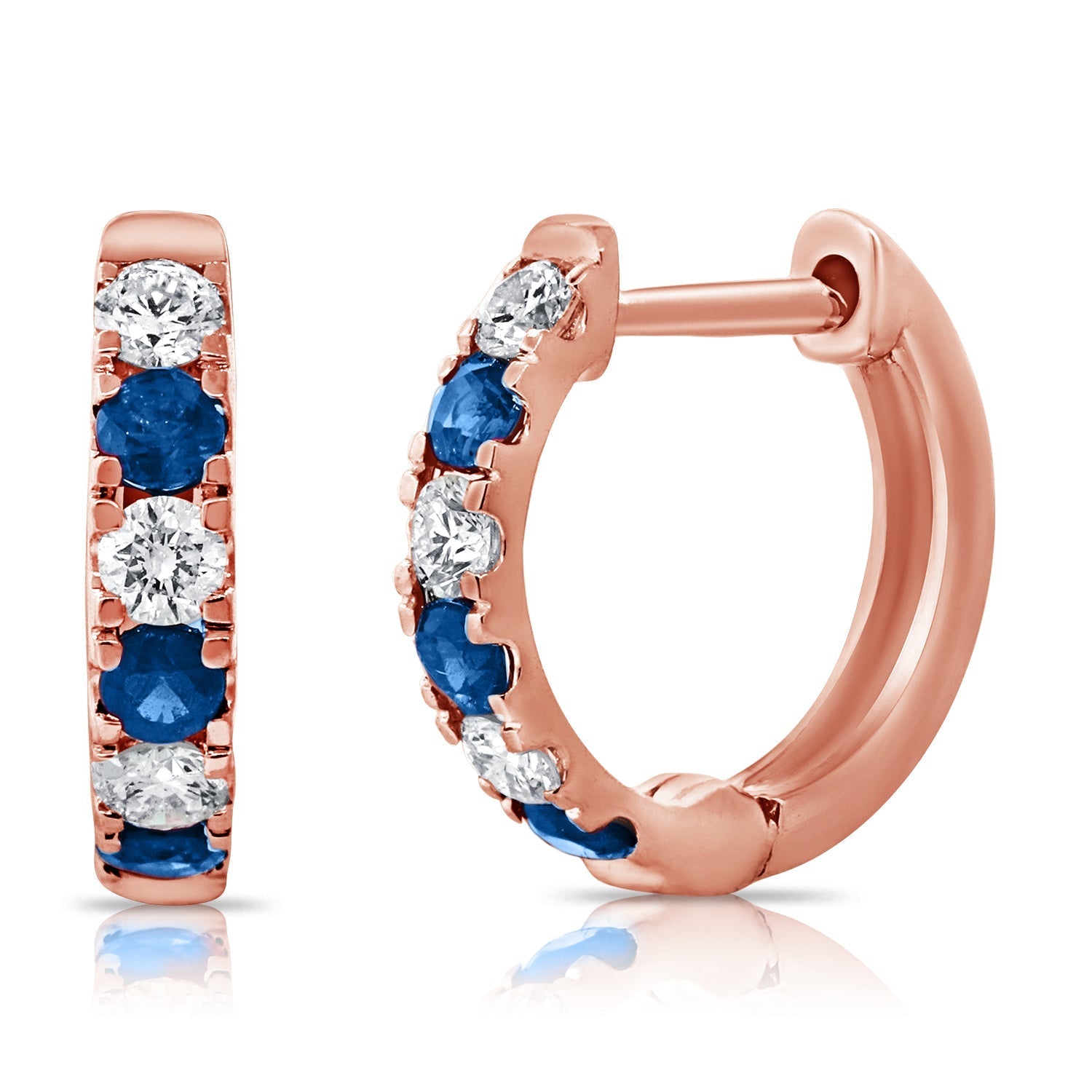 Diamond Sapphire Alternating Huggie Earring