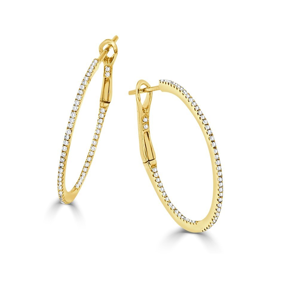 Diamond Skinny Hoop Earrings