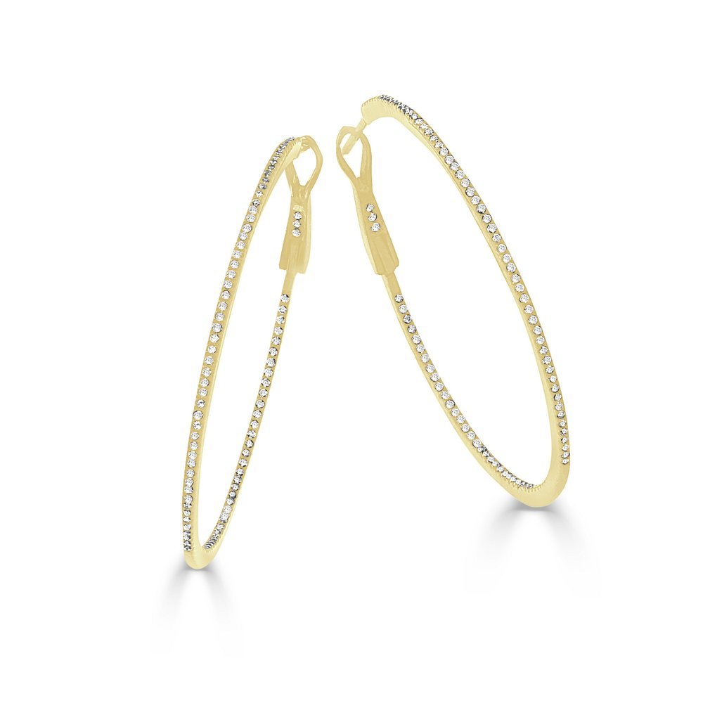 Diamond Skinny Hoop Earrings